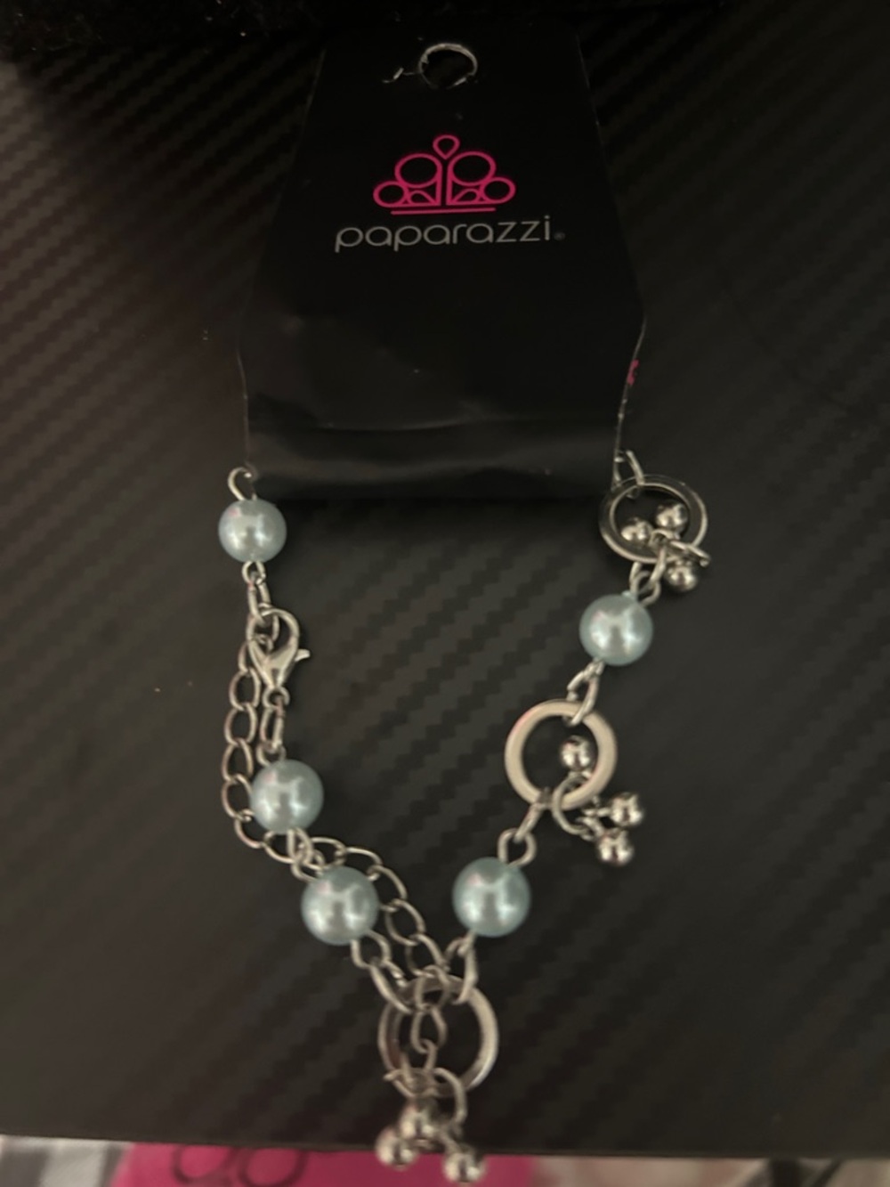 paparazzi Silver-Tone Light Blue Pearl Link Bracelet